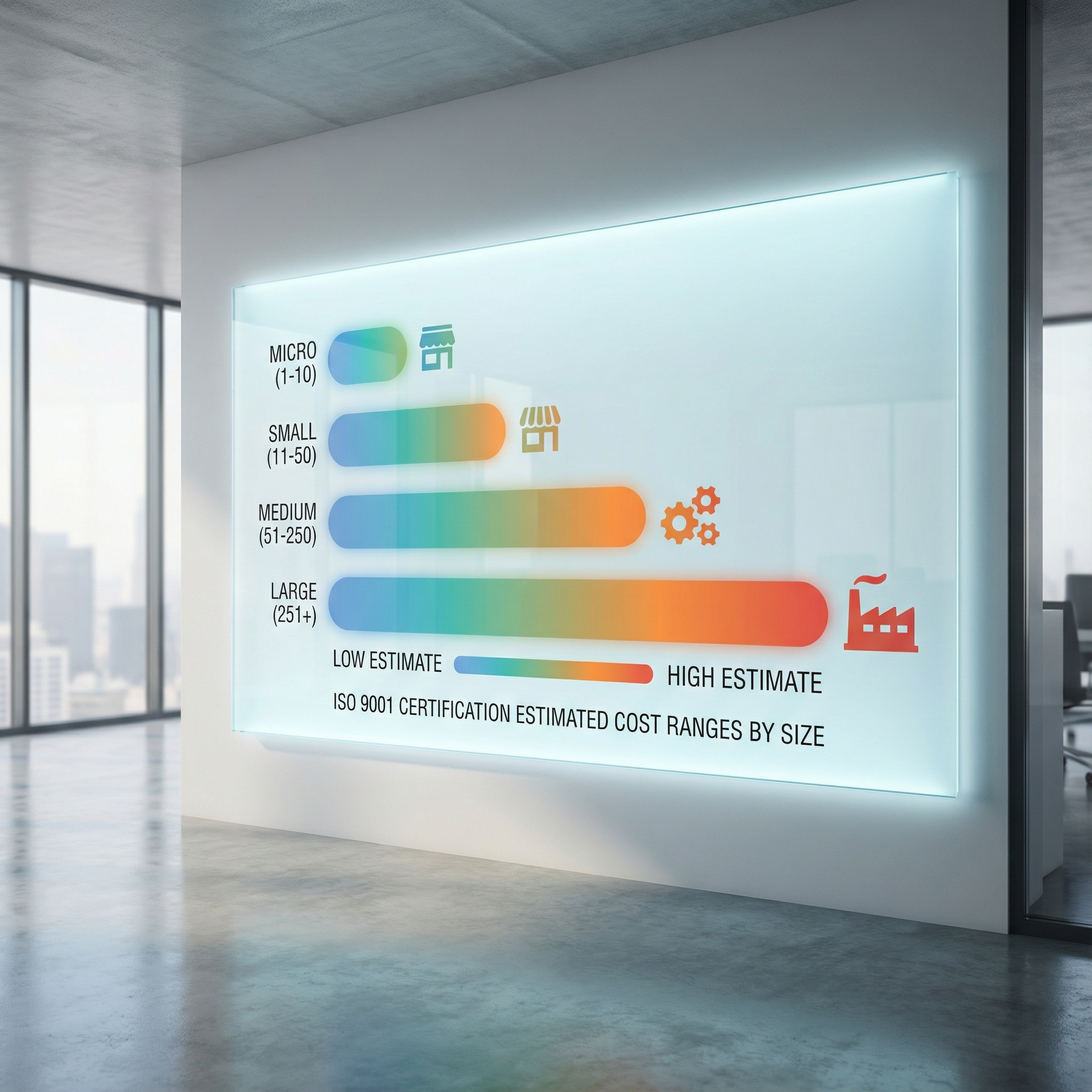 Rangos de precio de certificación ISO 9001 en México según tamaño de empresa